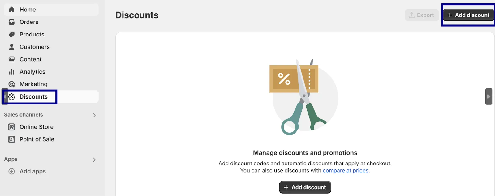 Step 1: Select Add Discount
